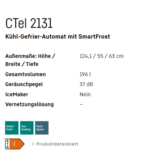 LIEBHERR利勃海尔CTel 2131无霜双门独立式冰箱